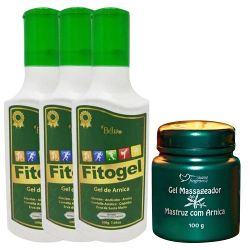 Kit 3 Fitogel Combate Dor Inflamação + Gel Mastruz com Arnica