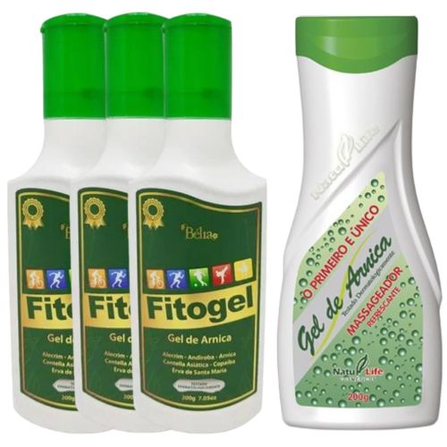 Kit 3 Gel Massageador Fitogel + Gel de Arnica Natulife