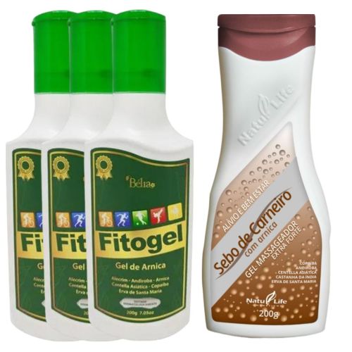 Kit Gel De Arnica Fitogel Dor No Corpo Fitogel + Sebo De Carneiro