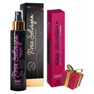 Óleo Clareador Rosa Selvagem + Batom Líquido Matte
