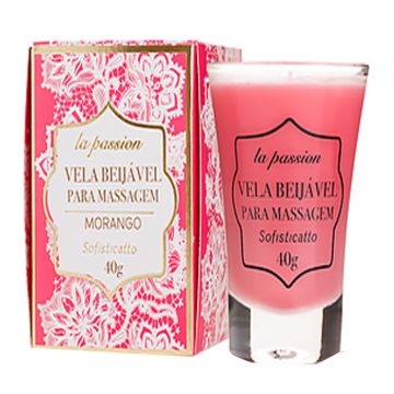 Vela Beijável para Massagem Morango La Passion Sofisticatto 2430