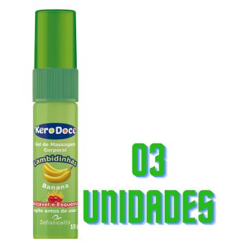 Kit 3 Gel Beijável e Esquenta Kero Doce Lambidinhas para Massagem Sensual Íntimo