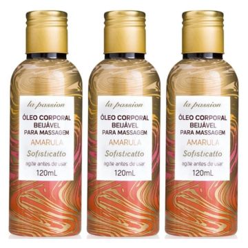Kit Óleo para Massagem Sensual Quente Beijável La Passion Amarulla