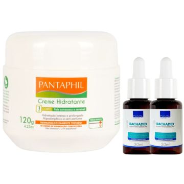 Kit 1 Creme Pantaphil Hidratante Hipoalergênico 120 g + 2 Loção Hidratante para os Pés Rachadex
