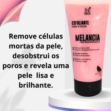 Esfoliante de Melancia Corpo e Rosto + Protetor Solar Facial  com Vitamina E FPS 70