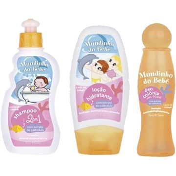 Kit Shampoo + Hidratante + Conlônia Infantil Natu Charm Mundinho do Bebê Ref. 9053