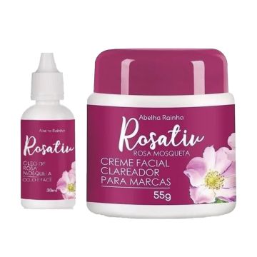 Kit Rosativ: Creme Clareador Facial + Óleo De Rosa Mosqueta Colo E Face Abelha Rainha 